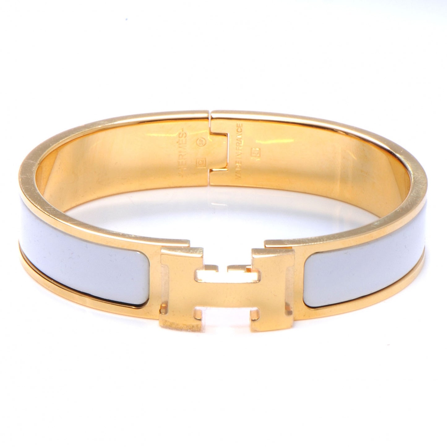 Enamel Narrow Clic Clac H Bracelet GM White