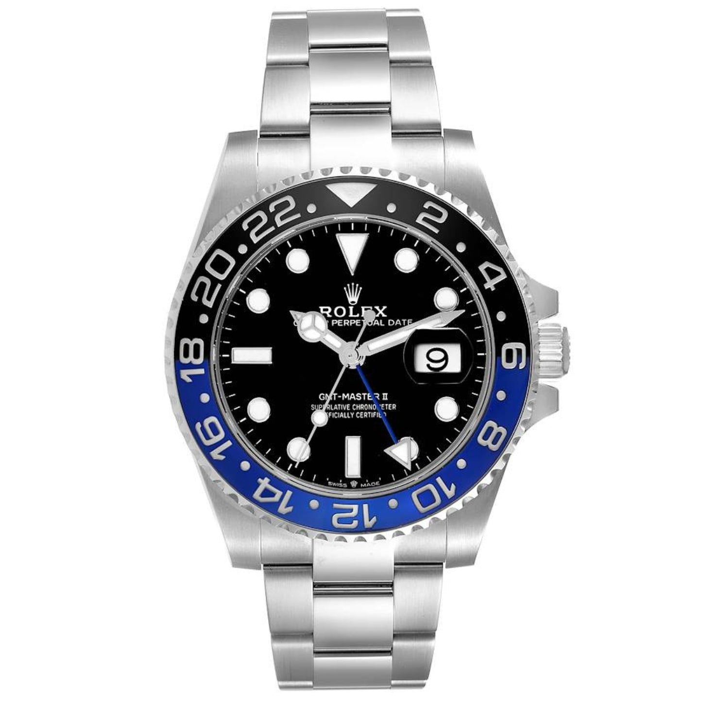 Rolex GMT Master II Black Blue Batman Bezel Steel Mens Watch