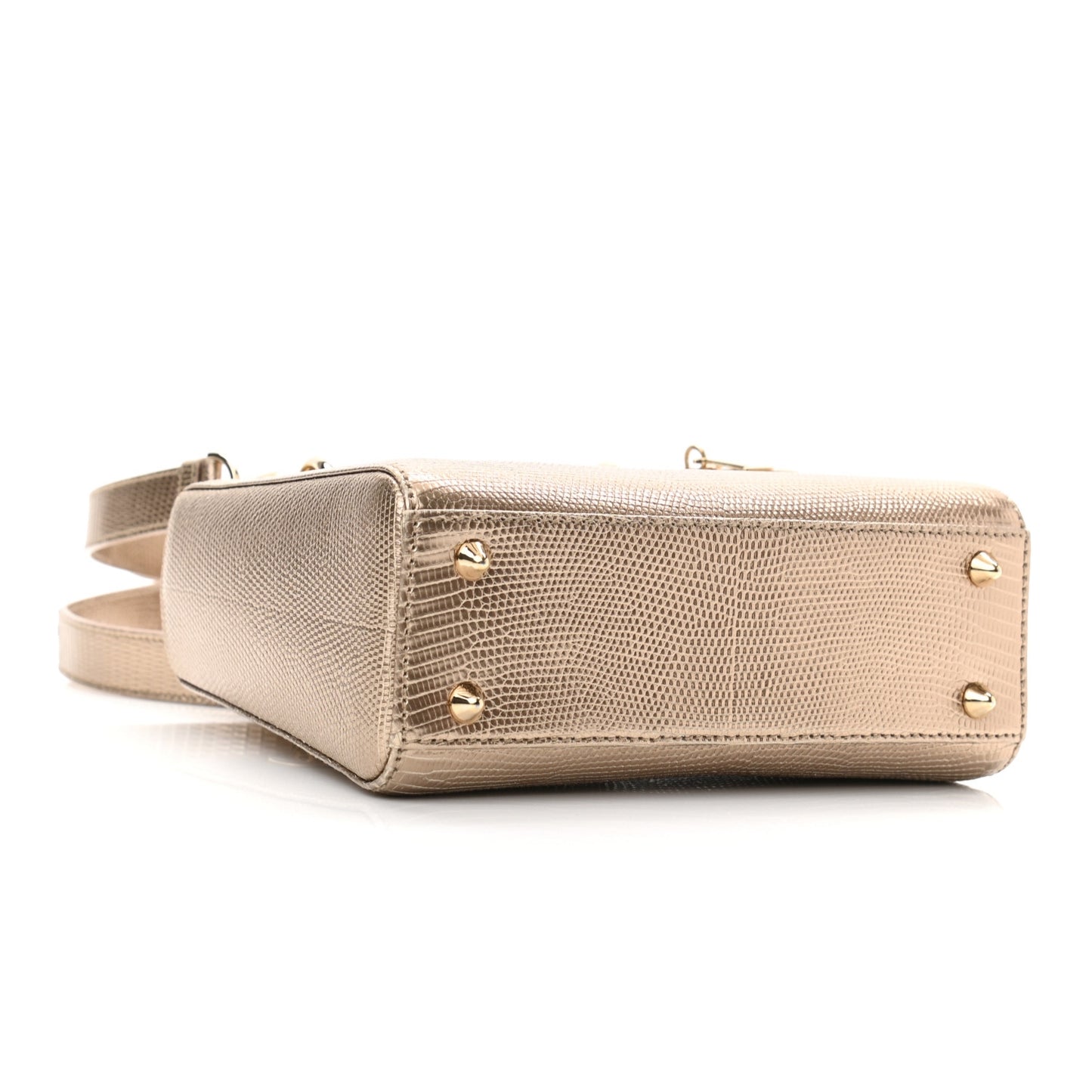 Metallic Lizard Small Lady Dior Gold