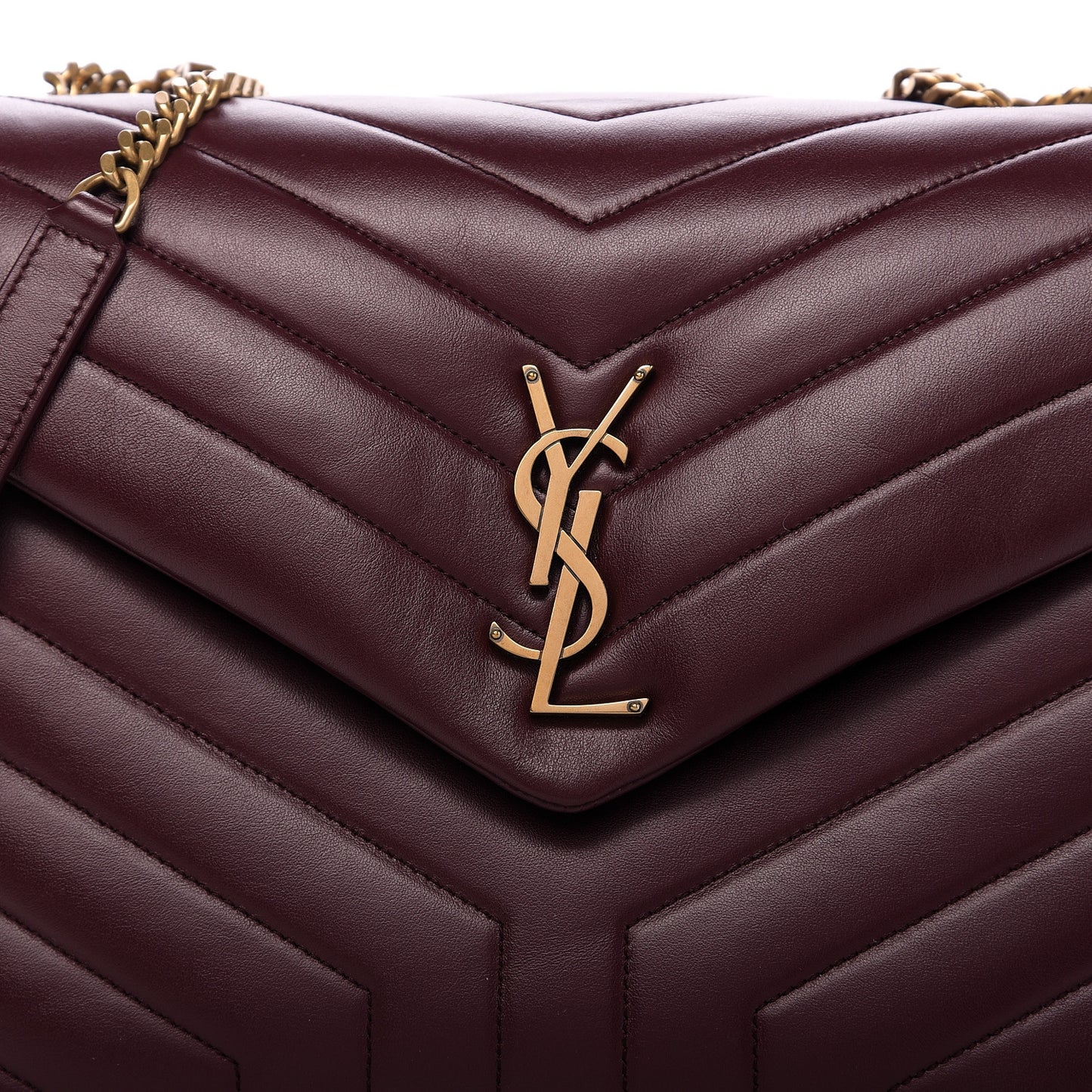 Calfskin Y Quilted Monogram Medium Loulou Chain Satchel Rouge Legion