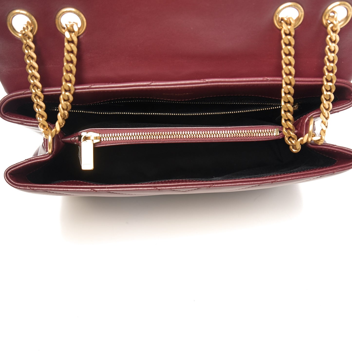 Calfskin Y Quilted Monogram Medium Loulou Chain Satchel Rouge Legion