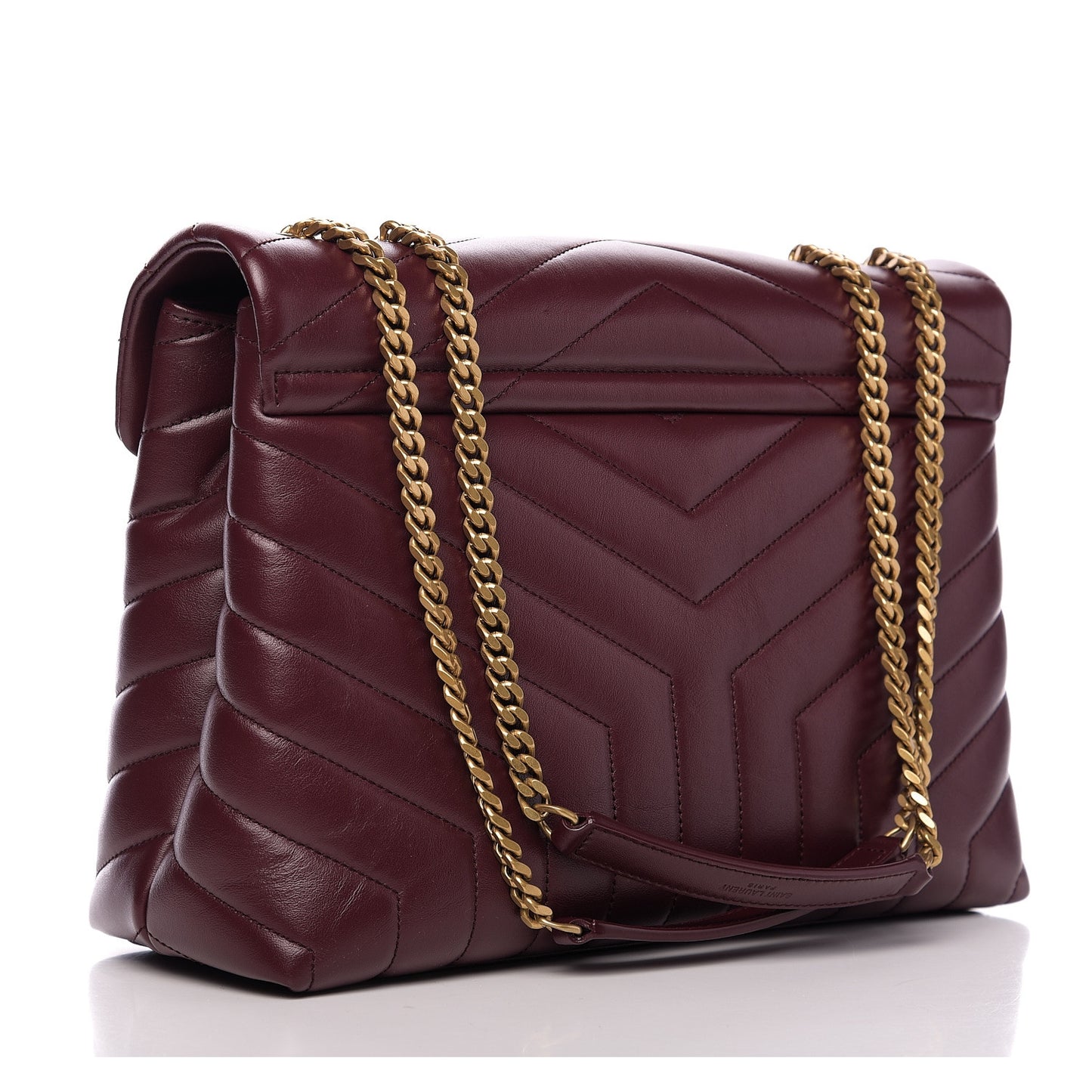 Calfskin Y Quilted Monogram Medium Loulou Chain Satchel Rouge Legion