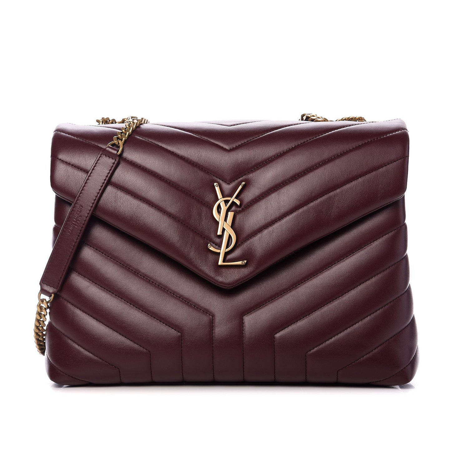 Calfskin Y Quilted Monogram Medium Loulou Chain Satchel Rouge Legion