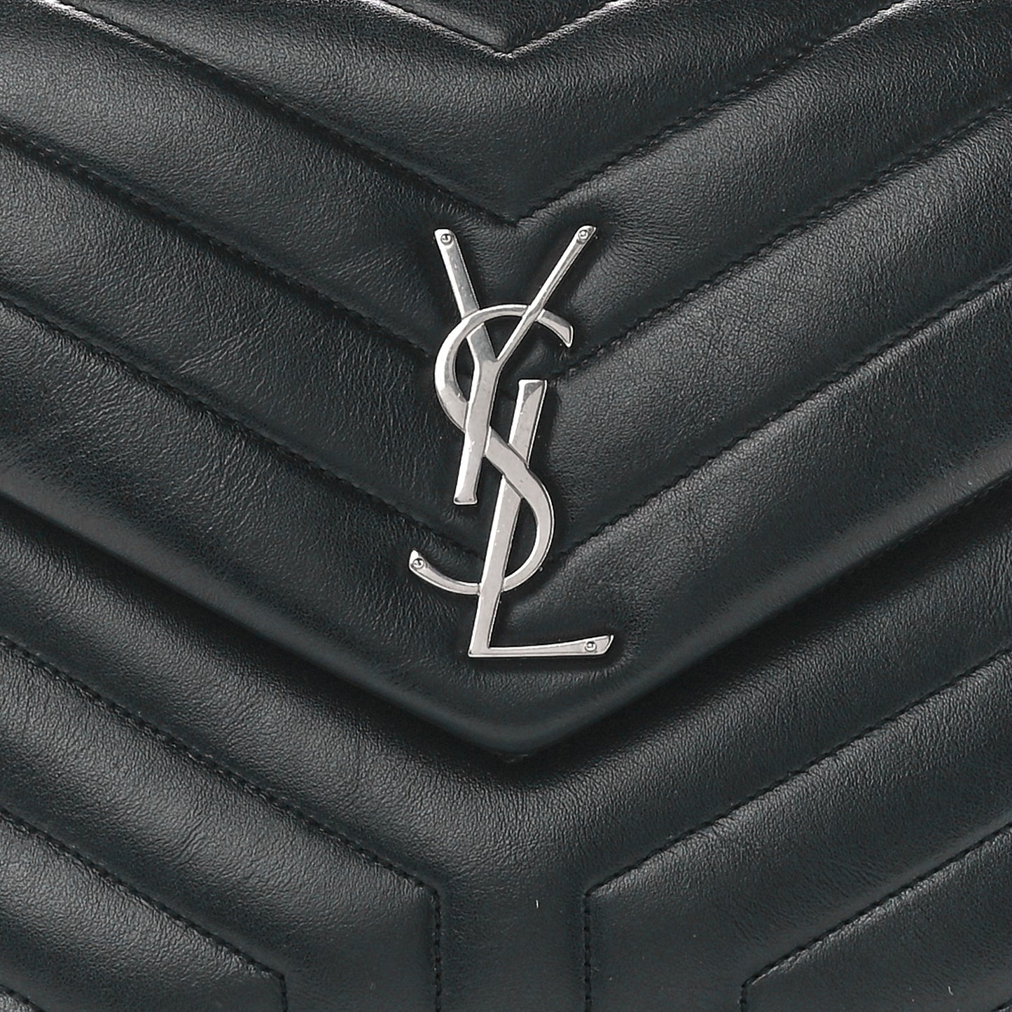 Calfskin Y Quilted Monogram Medium Loulou Chain Satchel Black