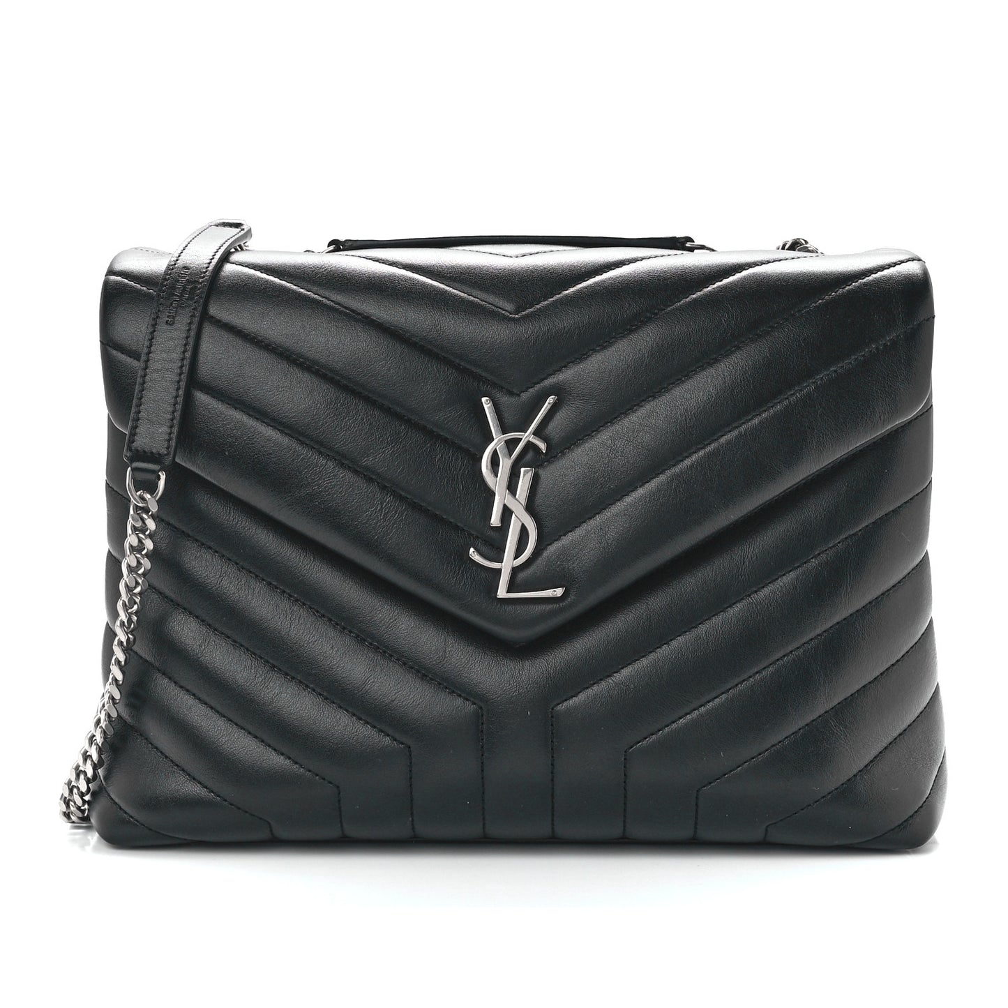 Calfskin Y Quilted Monogram Medium Loulou Chain Satchel Black