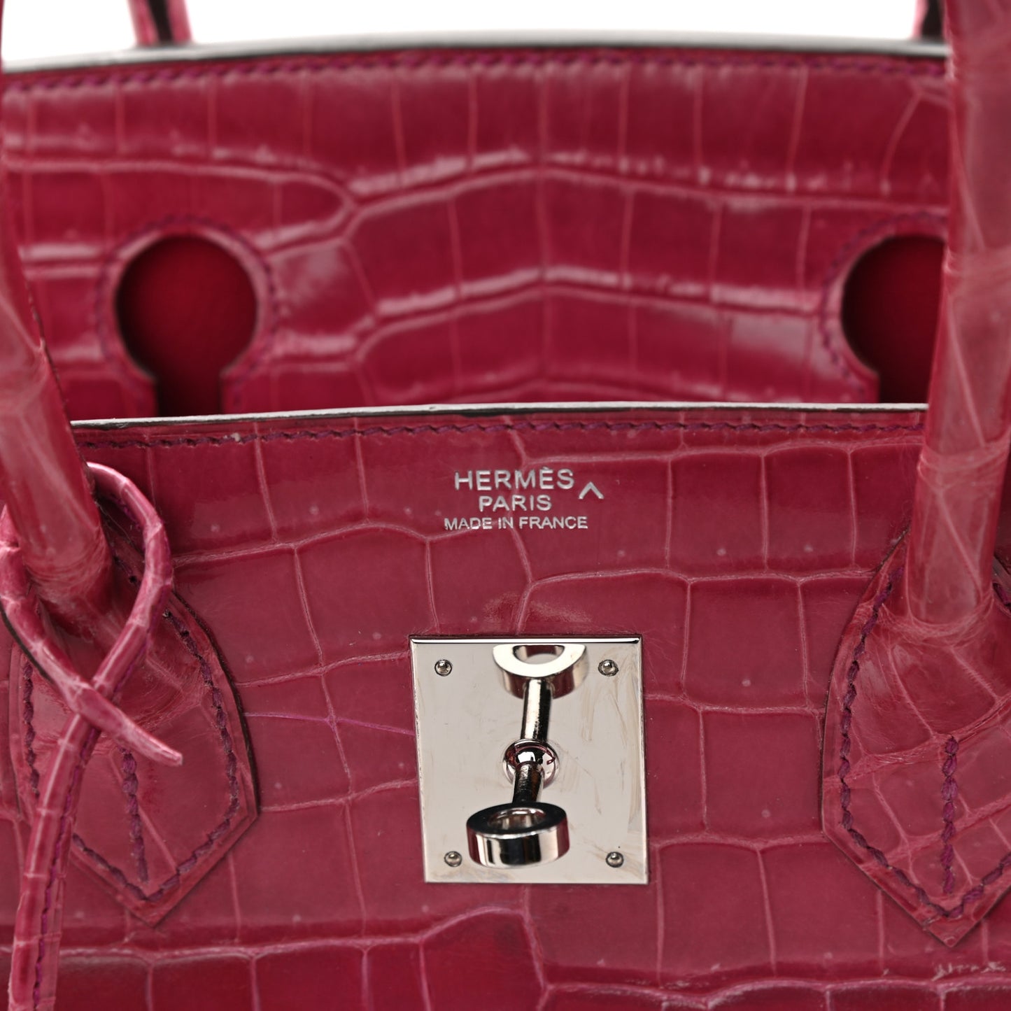 Shiny Porosus Crocodile Birkin 30 Rose Tyrien