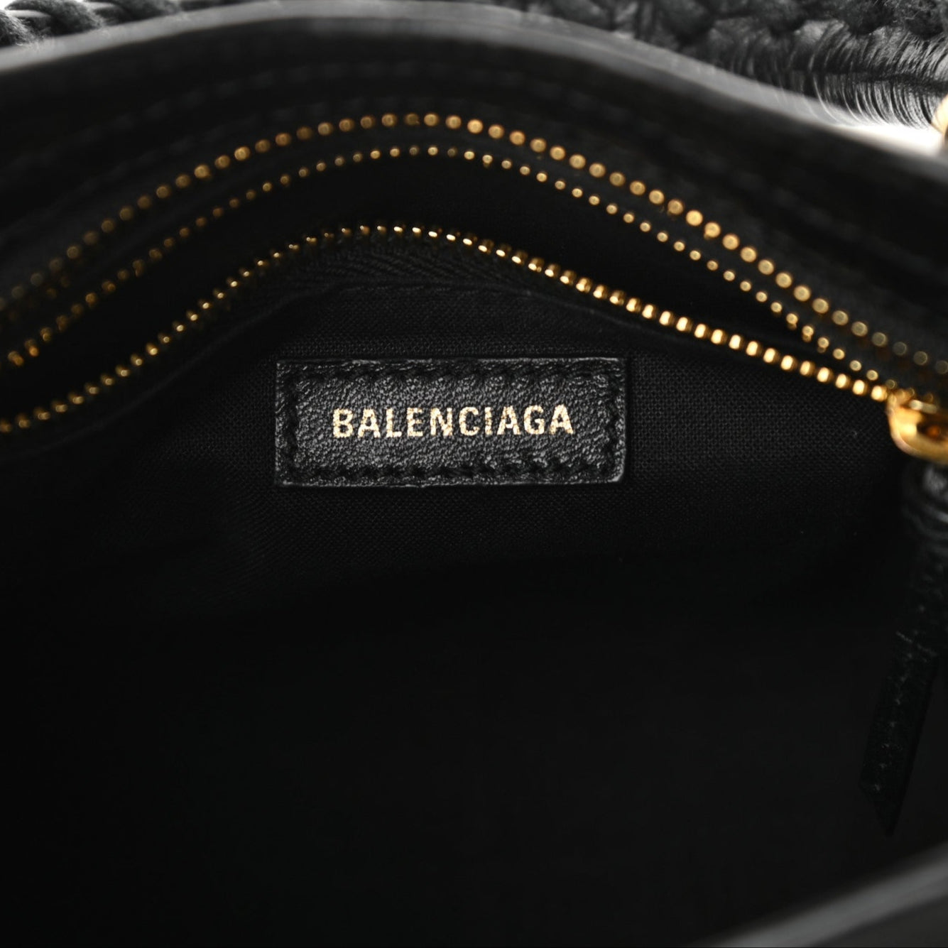 Calfskin Crocodile Embossed Gold Metallic Edge Hardware Mini City Black