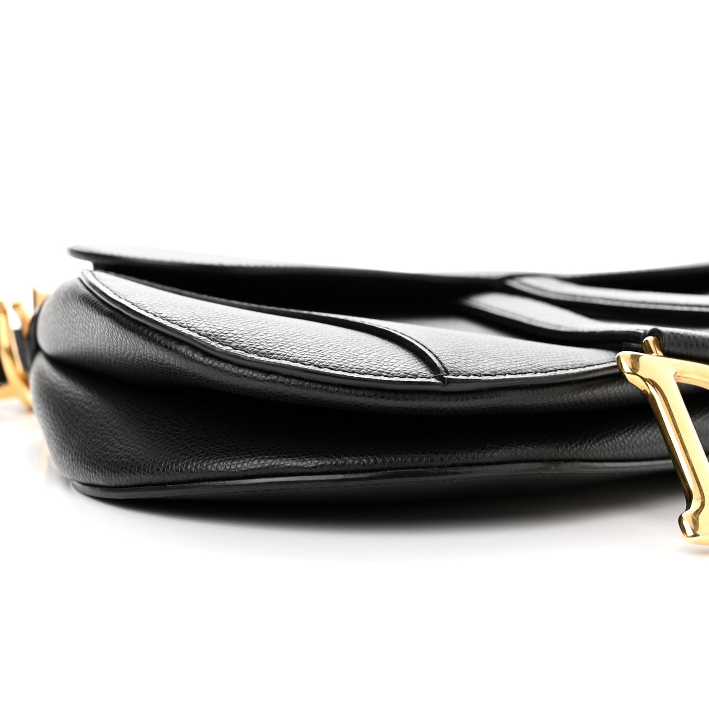 Grained Calfskin Saddle Bag Black