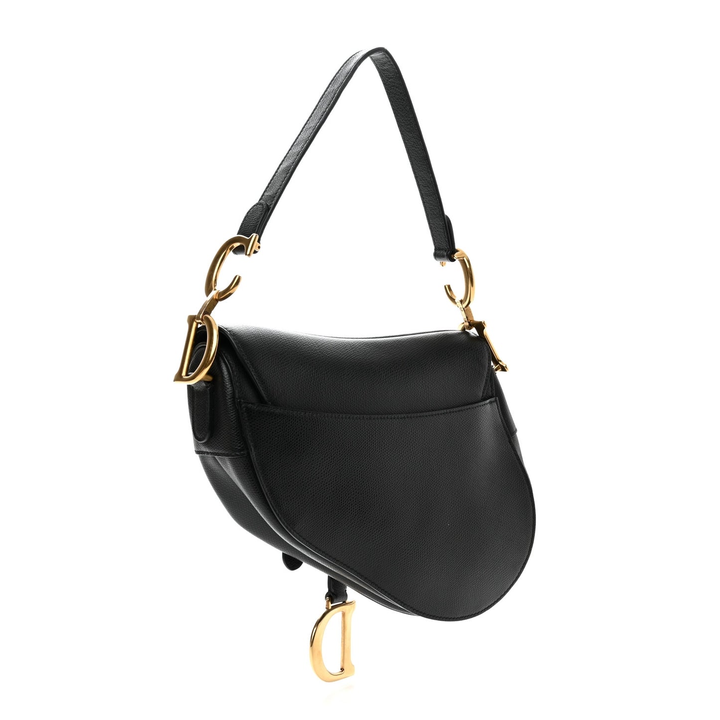 Grained Calfskin Saddle Bag Black