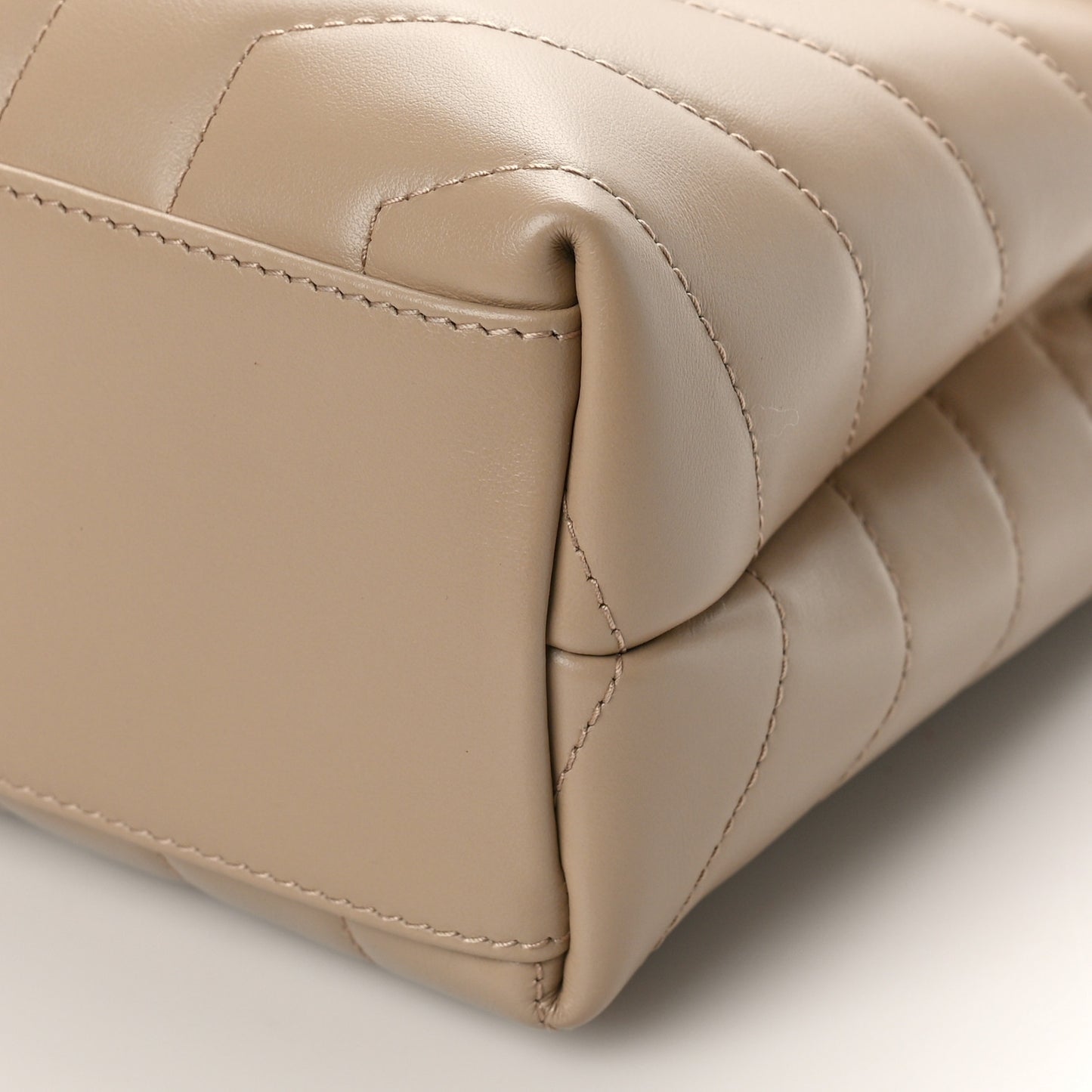 Calfskin Y Quilted Monogram Small Loulou Chain Satchel Dark Beige