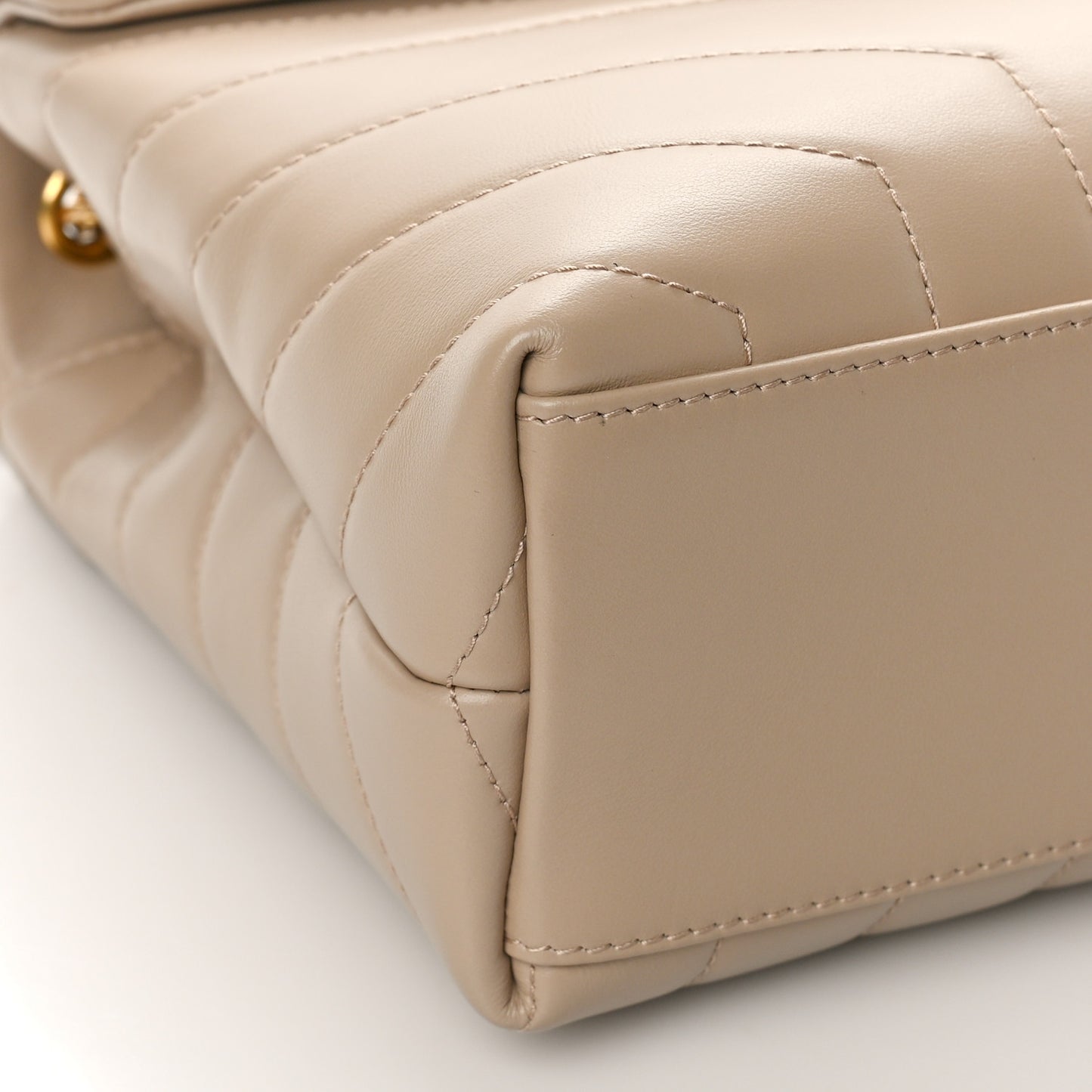 Calfskin Y Quilted Monogram Small Loulou Chain Satchel Dark Beige