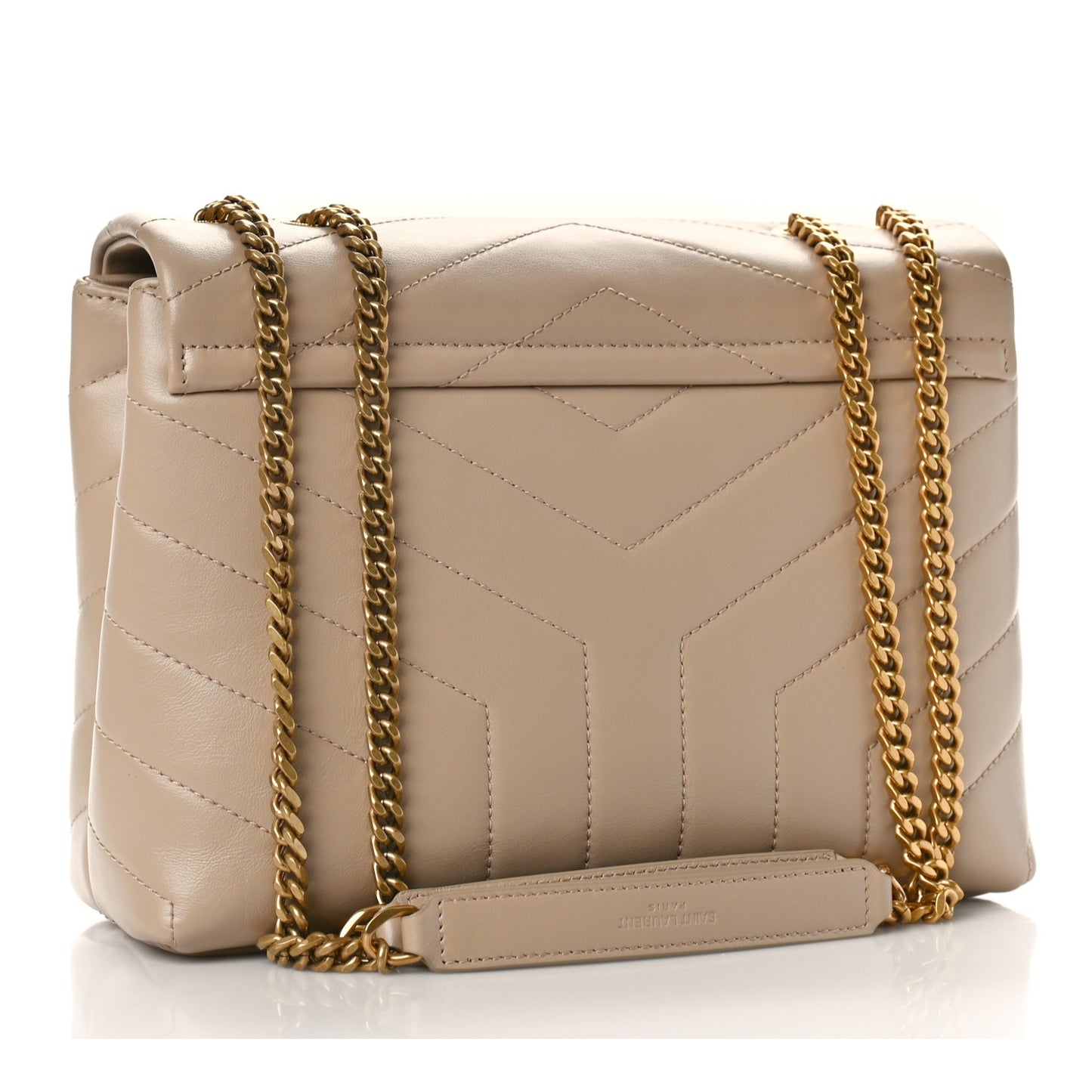 Calfskin Y Quilted Monogram Small Loulou Chain Satchel Dark Beige