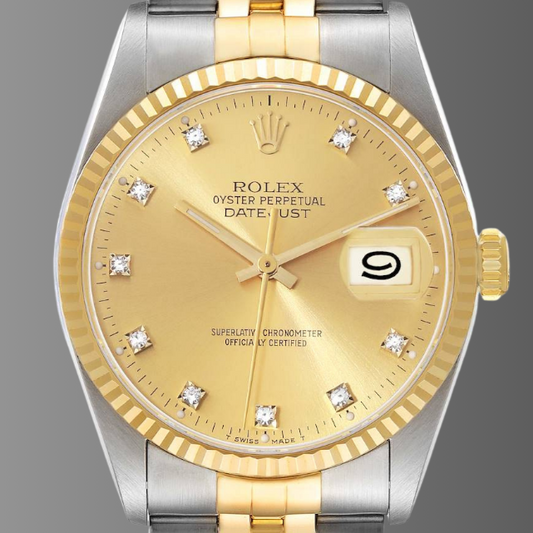 Rolex Datejust 36mm Champagne Diamond Dial Steel Yellow Gold