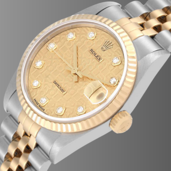 Rolex Datejust Midsize 31mm Steel Yellow Gold Diamond Watch