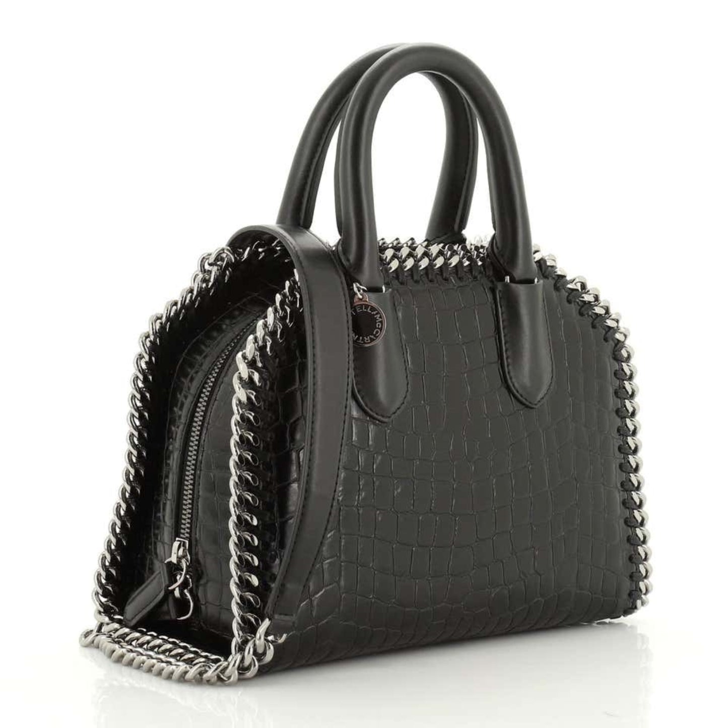 Stella McCartney Falabella Box Top Handle Bag Crocodile Embossed Faux Leather