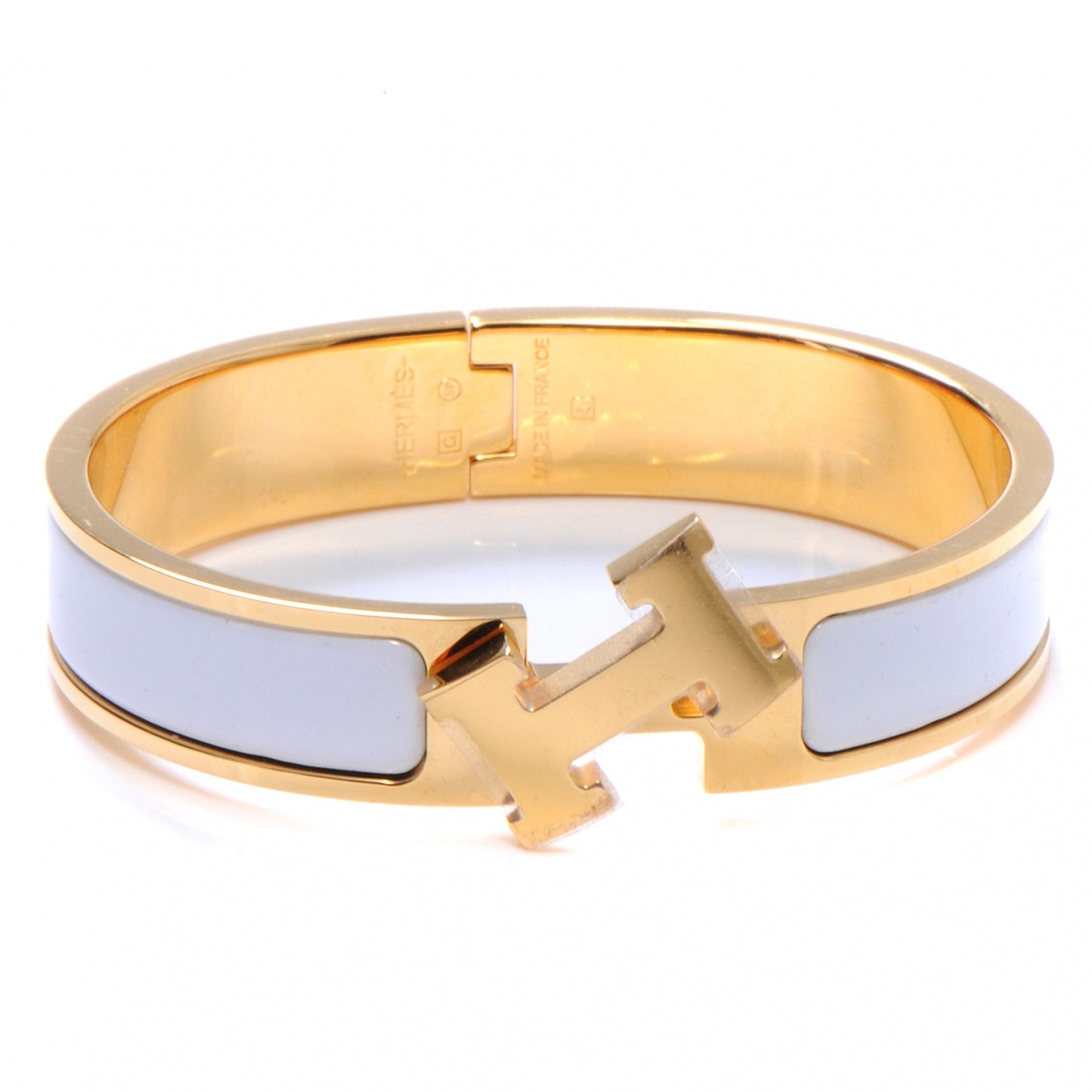 Enamel Narrow Clic Clac H Bracelet GM White
