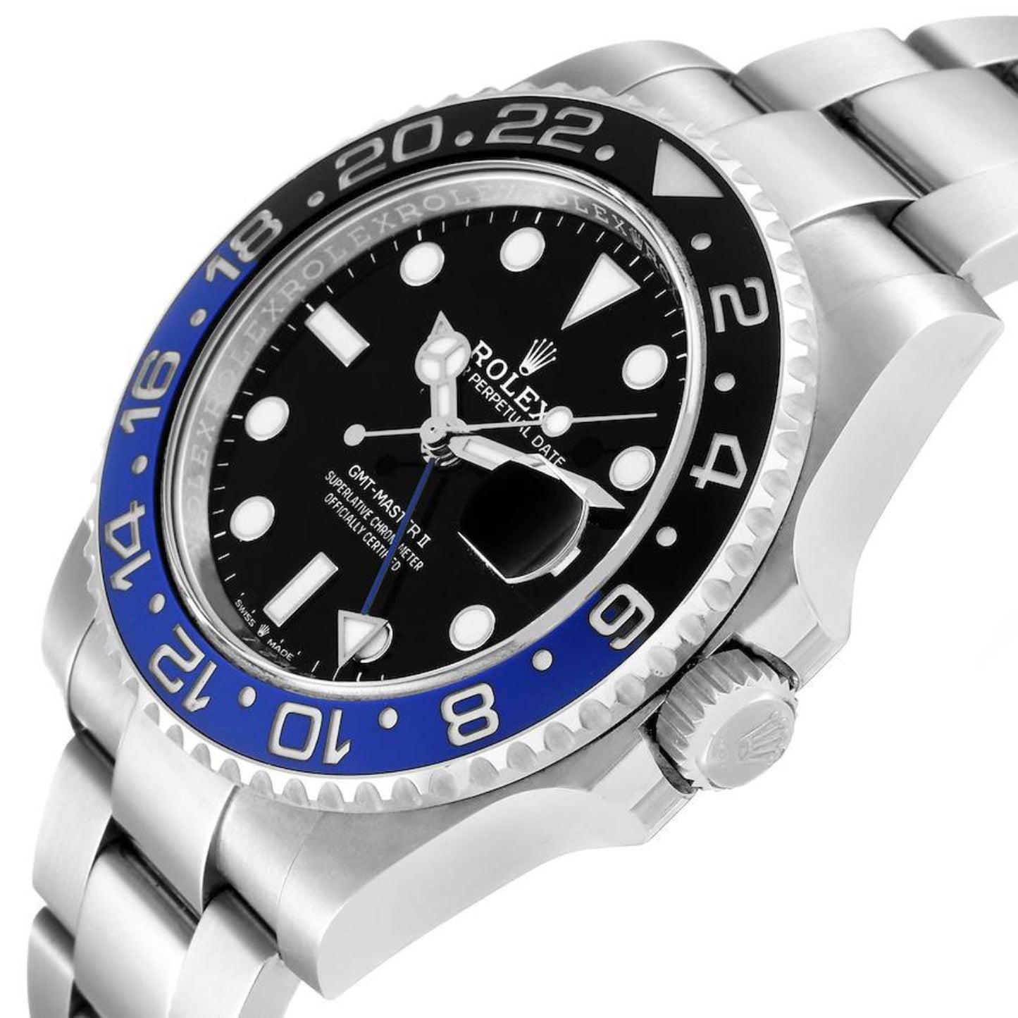 Rolex GMT Master II Black Blue Batman Bezel Steel Mens Watch
