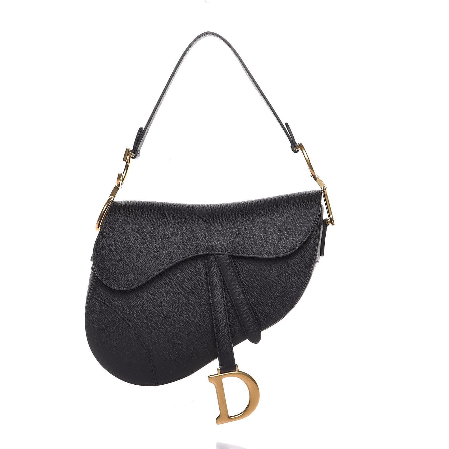 Grained Calfskin Saddle Bag Black