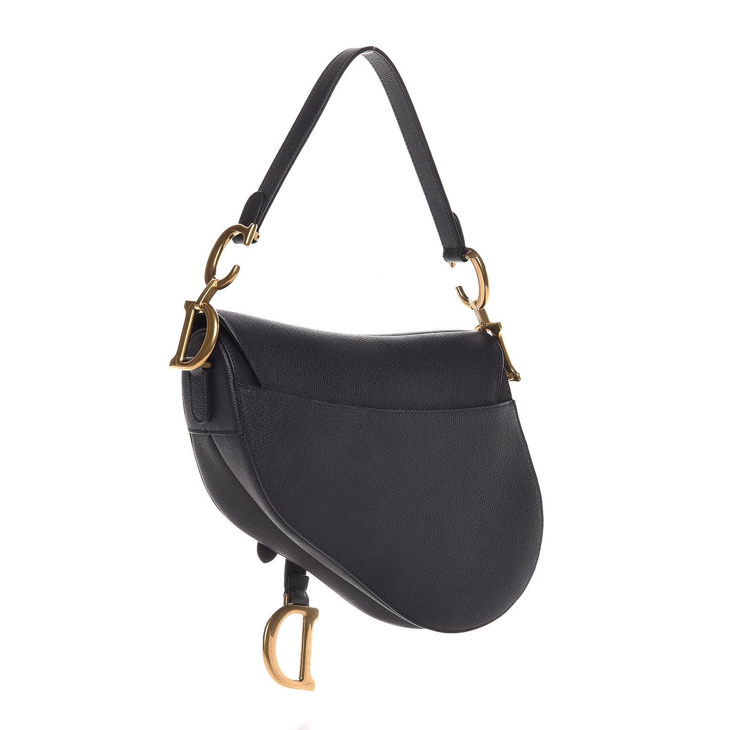 Grained Calfskin Saddle Bag Black