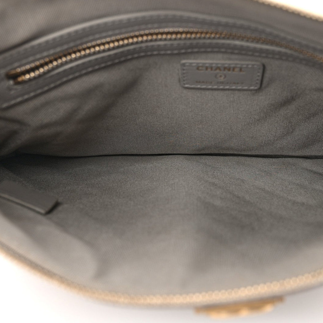 Caviar Quilted Medium Boy Cosmetic Case Grey