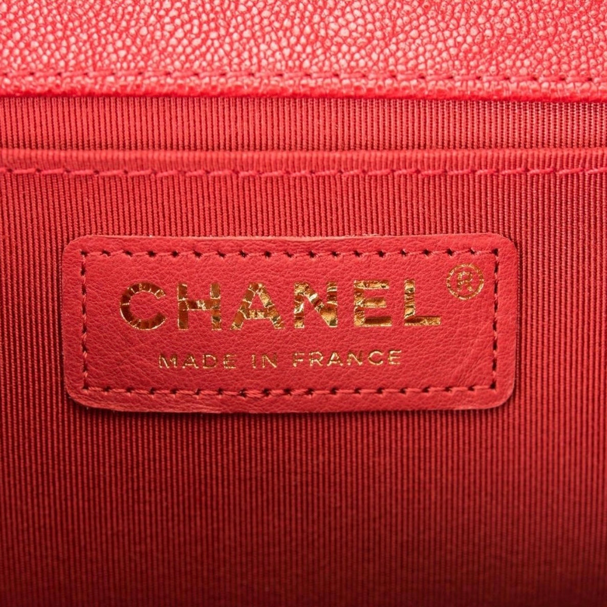 Chanel Red Quilted Caviar Medium Boy Bag Antique Gold Hardware