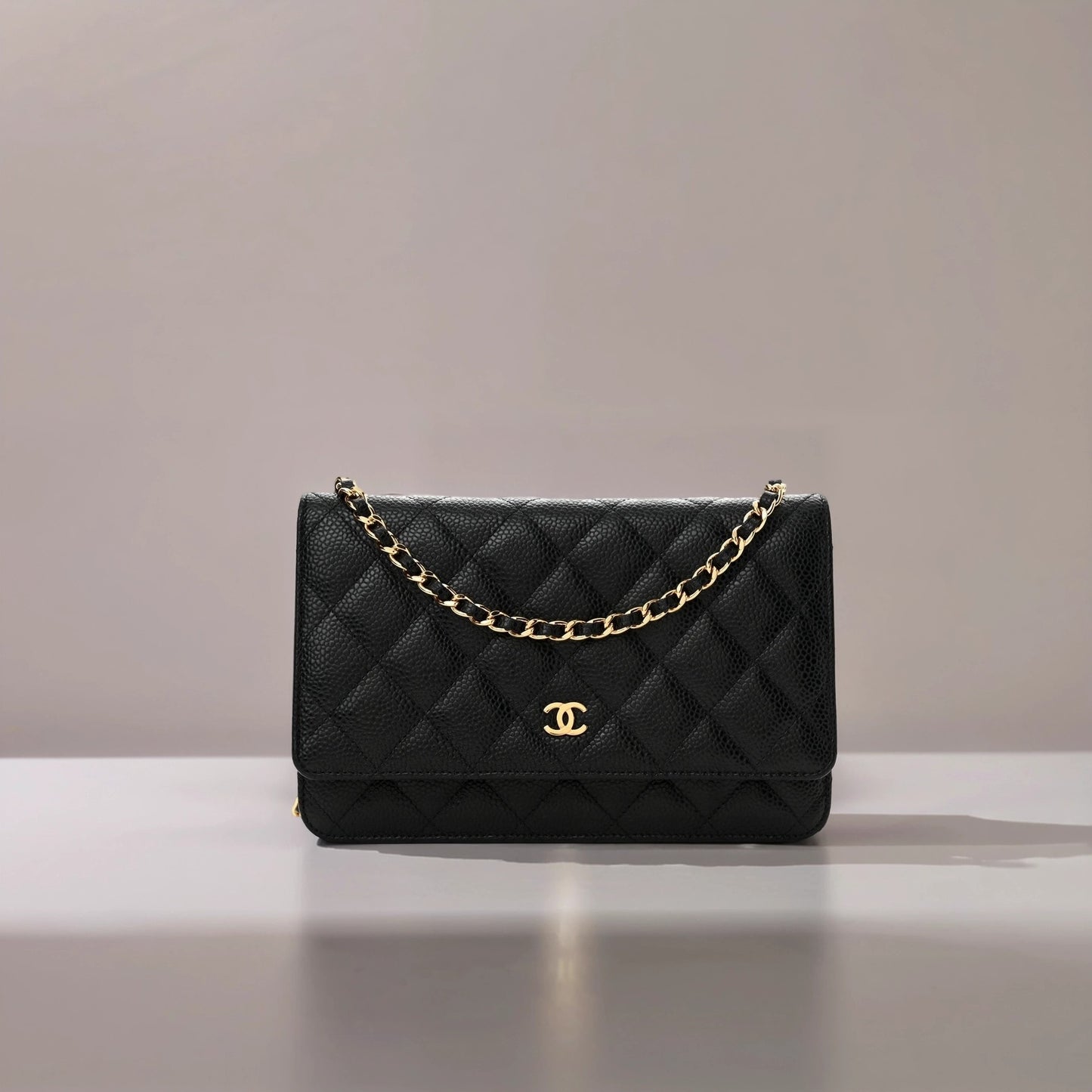 Caviar Quilted Wallet On Chain WOC Black