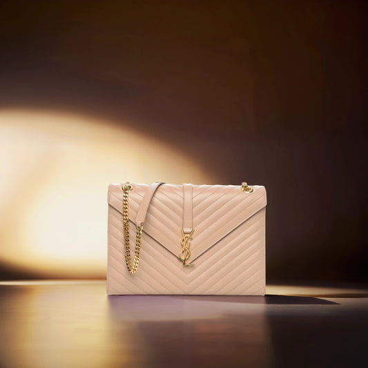 Grain De Poudre Matelasse Chevron Large Monogram Satchel Dark Beige