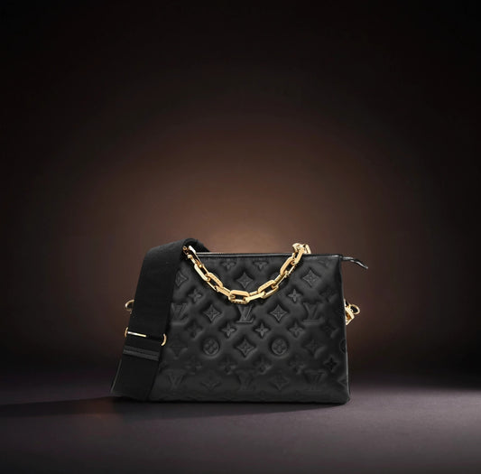 Lambskin Embossed Monogram Coussin PM Black