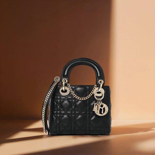 Lambskin Cannage Mini Lady Dior Black