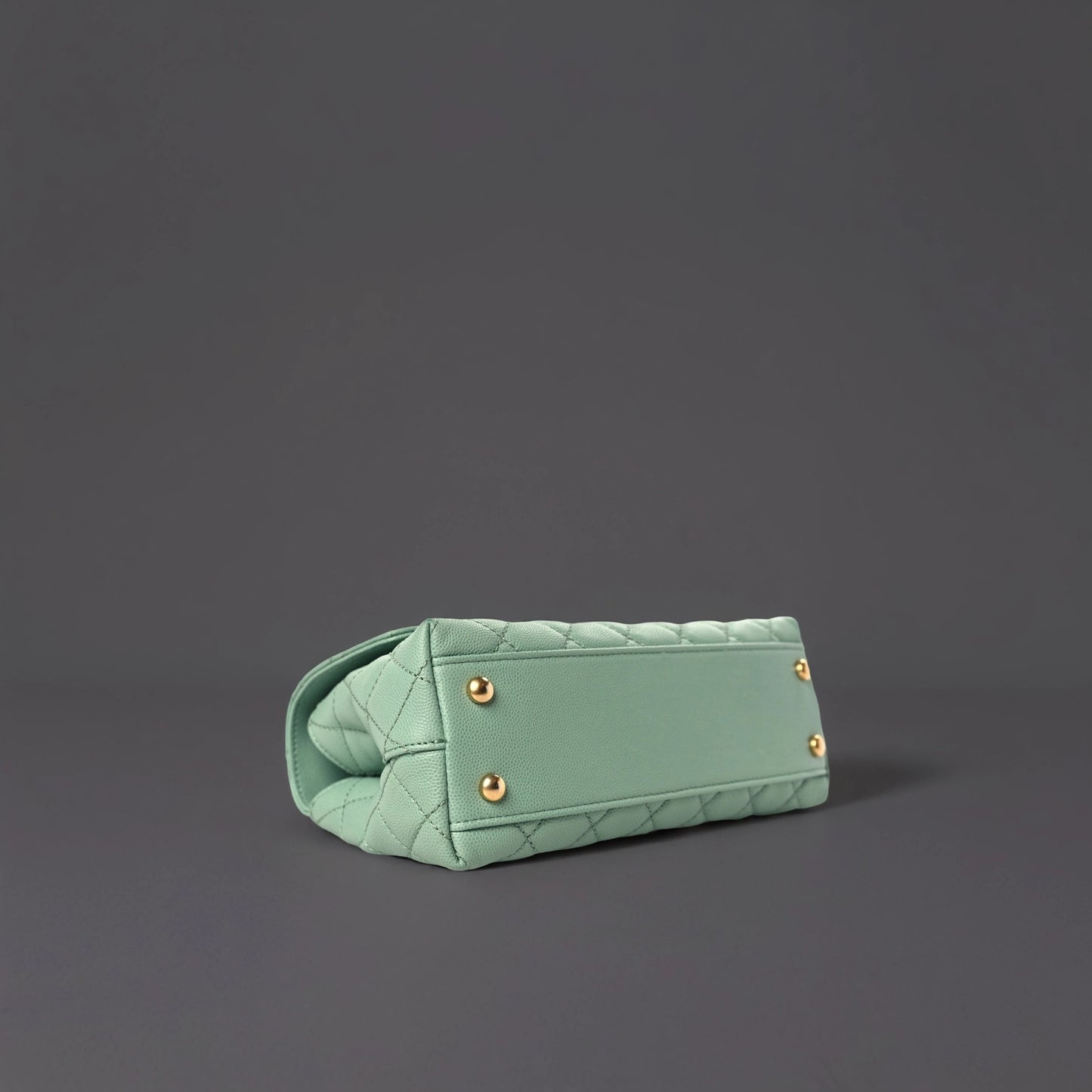Caviar Quilted Mini Coco Chain Handle Flap Light Green