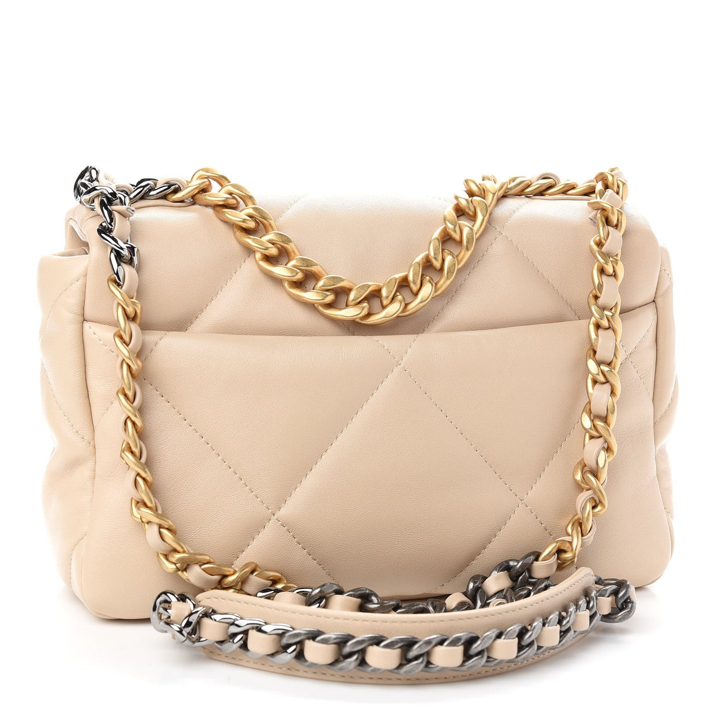 Lambskin Quilted Medium Chanel 19 Flap Beige