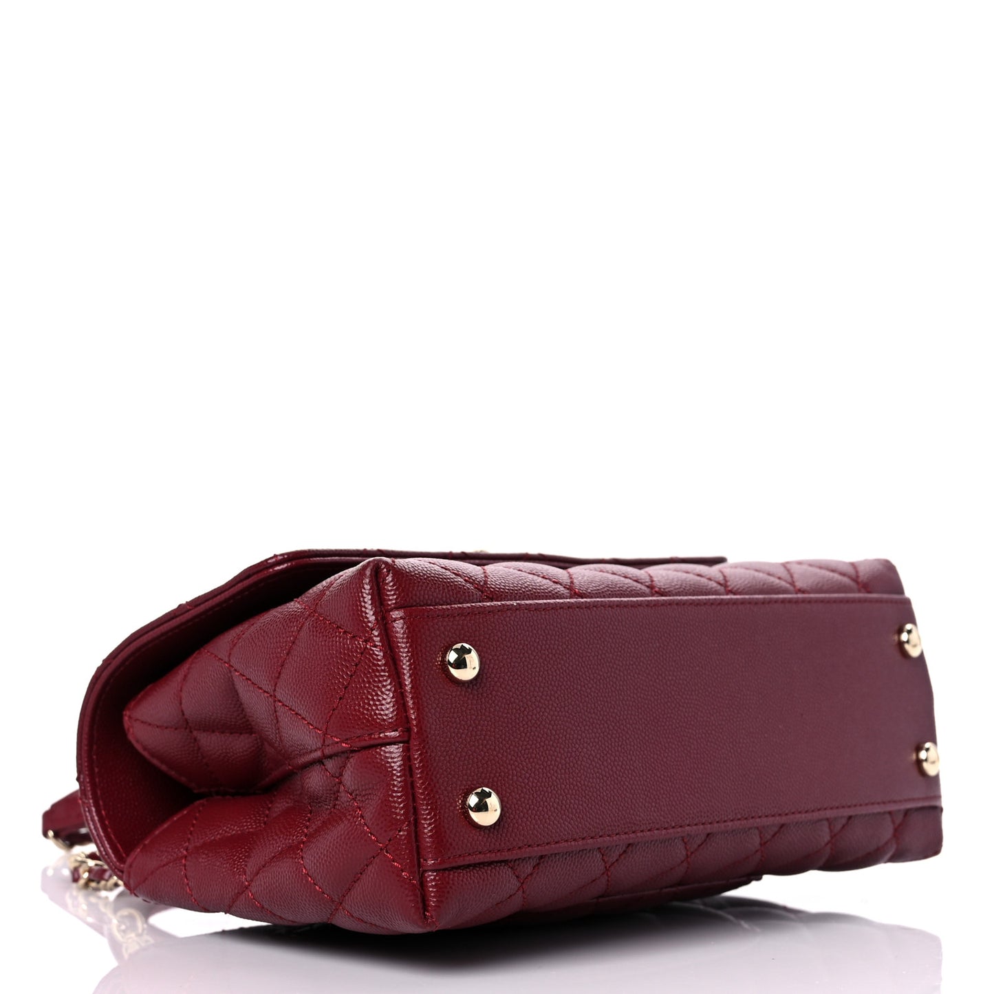 Caviar Lizard Embossed Quilted Mini Coco Handle Flap Burgundy
