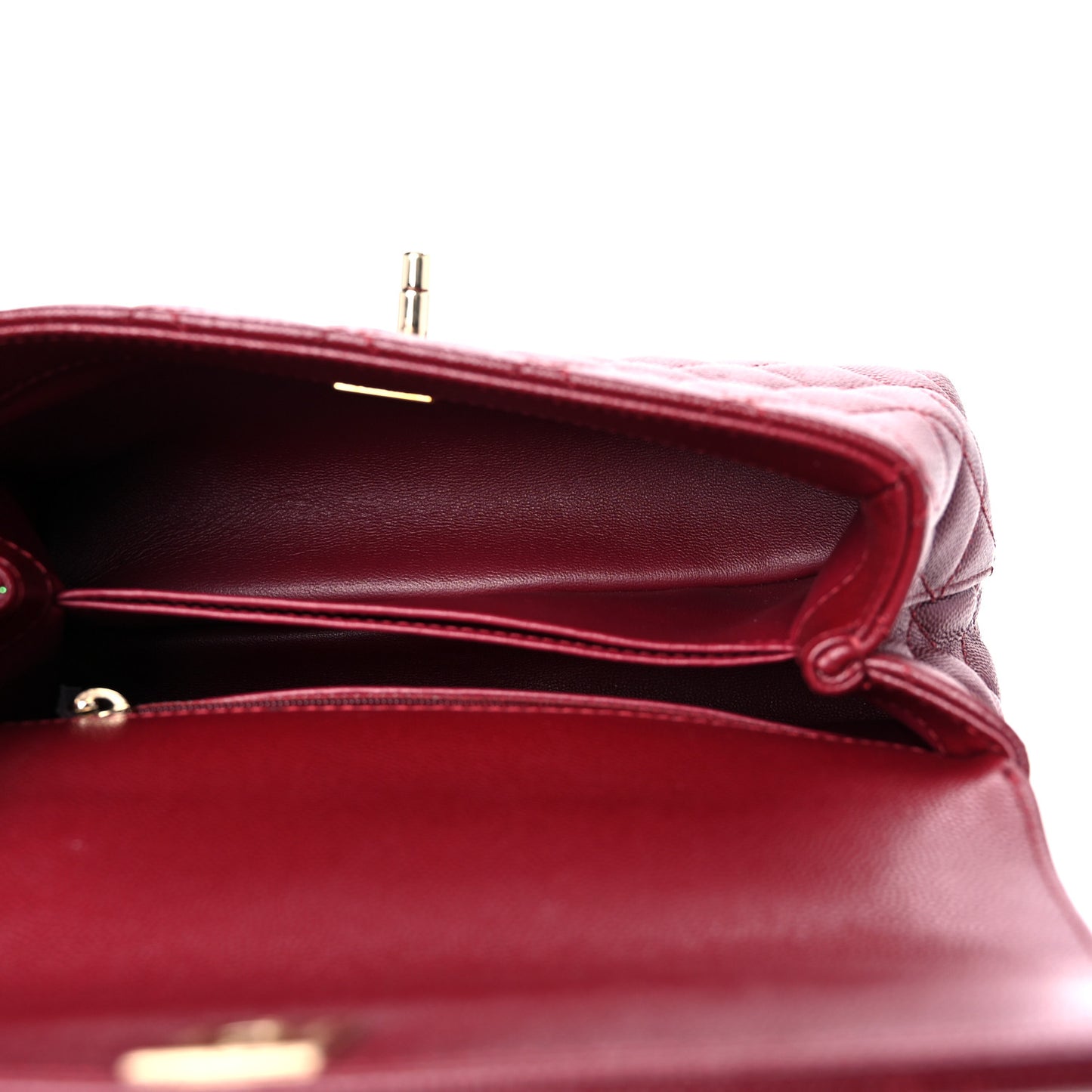 Caviar Lizard Embossed Quilted Mini Coco Handle Flap Burgundy