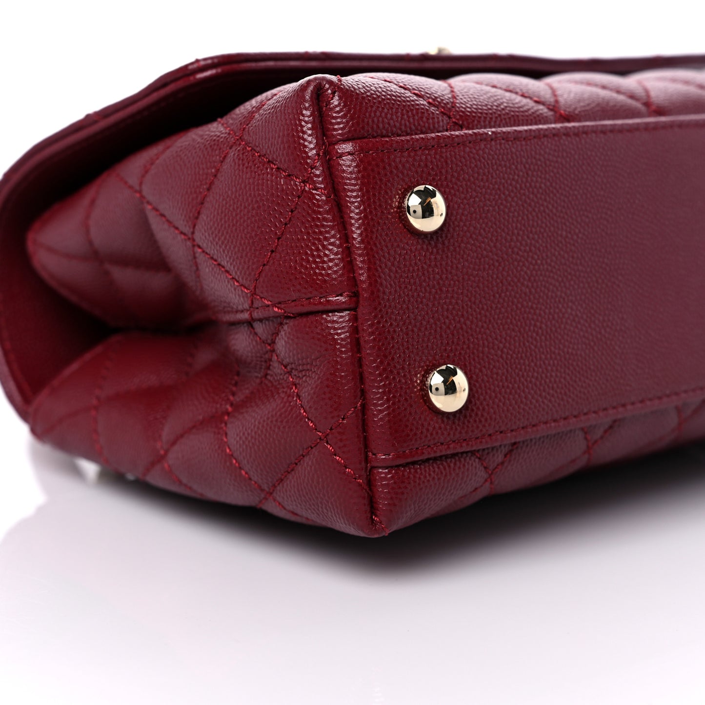 Caviar Lizard Embossed Quilted Mini Coco Handle Flap Burgundy