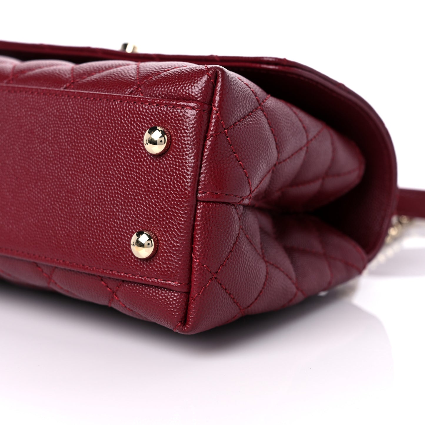 Caviar Lizard Embossed Quilted Mini Coco Handle Flap Burgundy