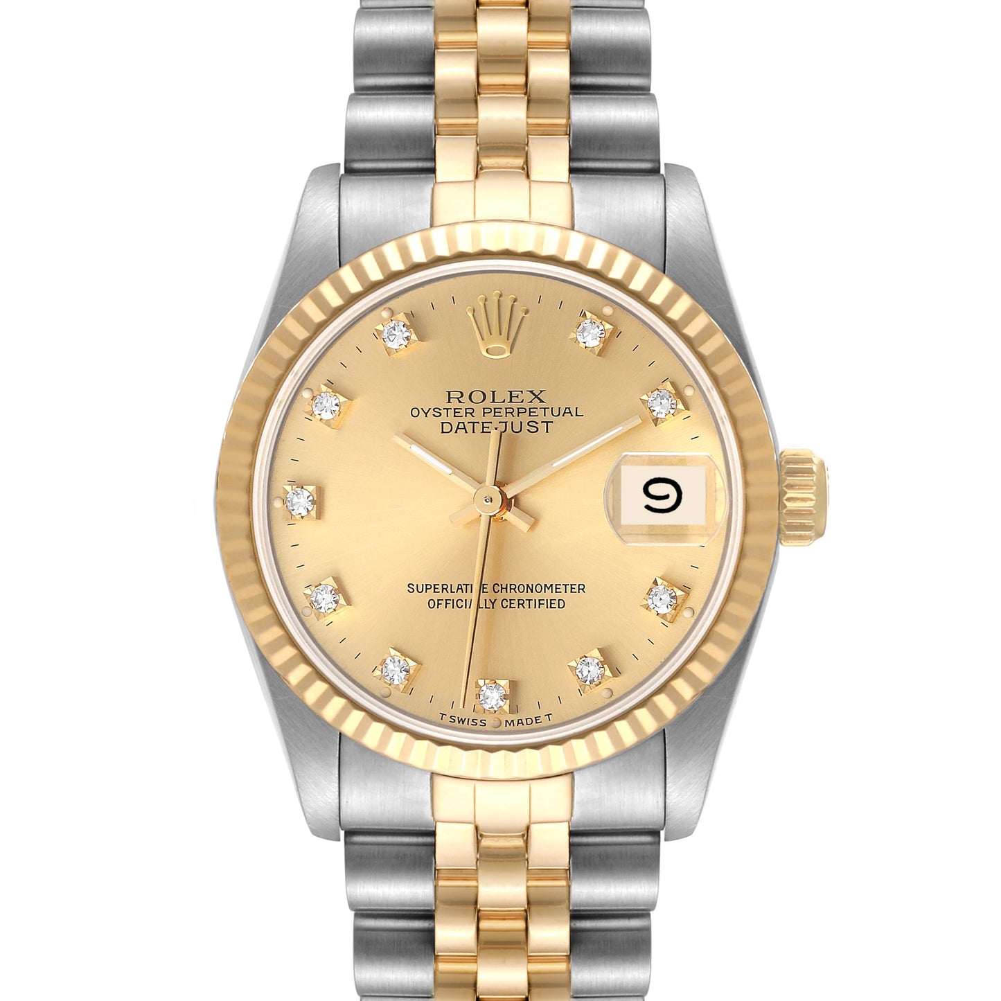 Rolex Datejust Midsize 31mm Steel Yellow Gold Diamond Dial