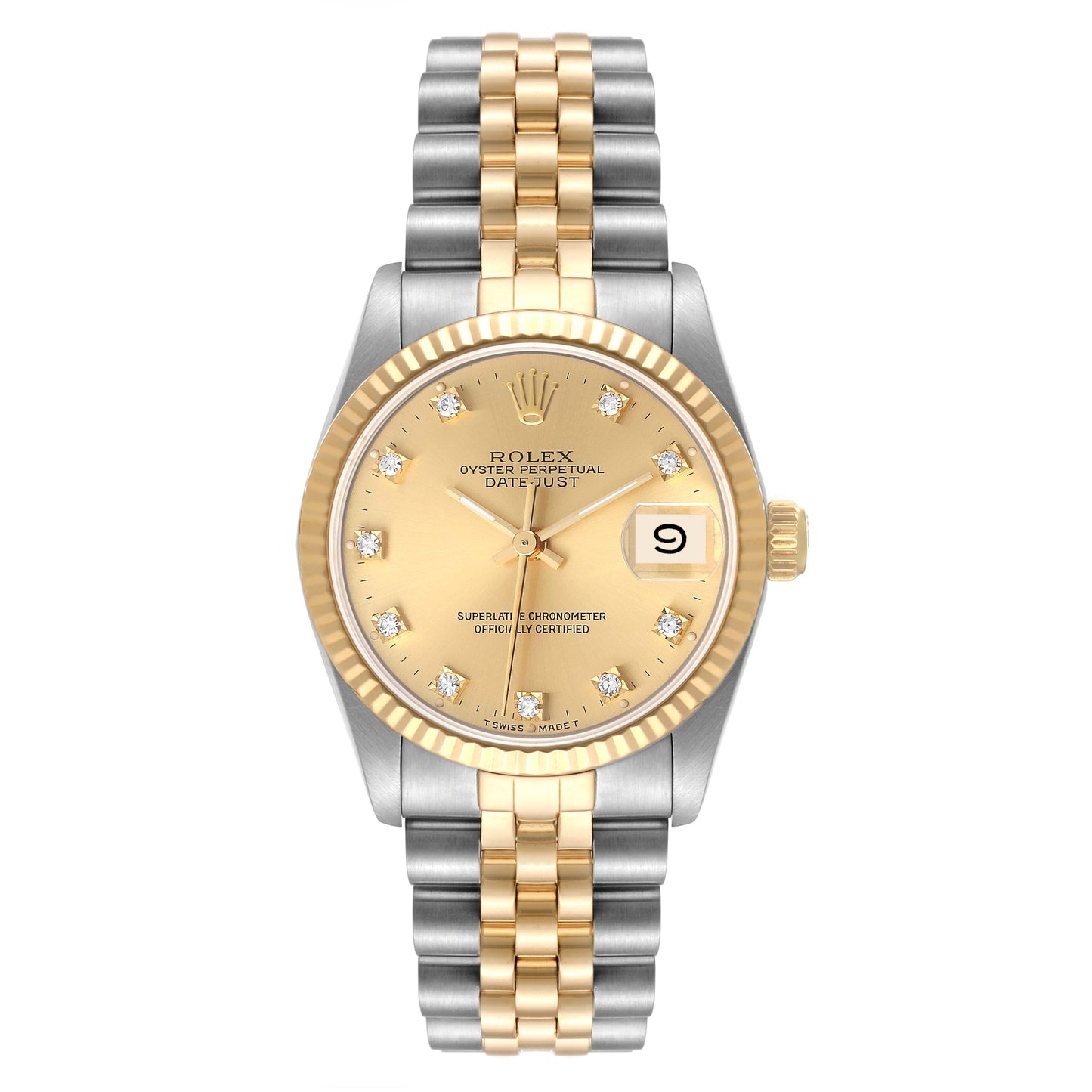 Rolex Datejust Midsize 31mm Steel Yellow Gold Diamond Dial