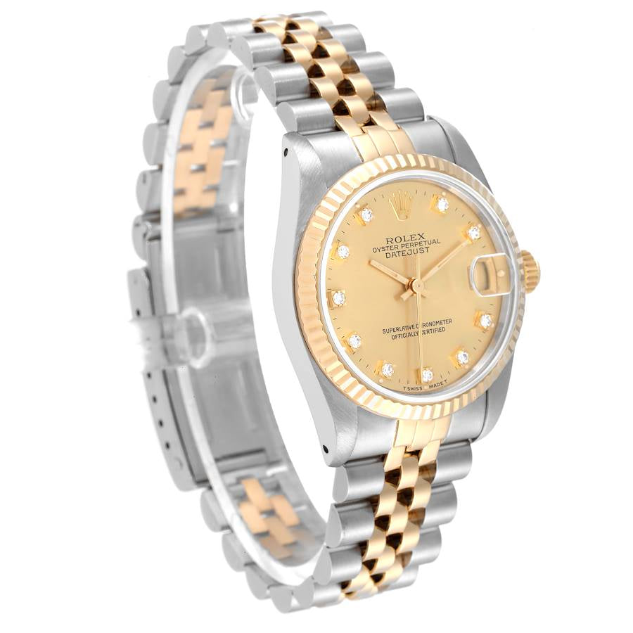 Rolex Datejust Midsize 31mm Steel Yellow Gold Diamond Dial