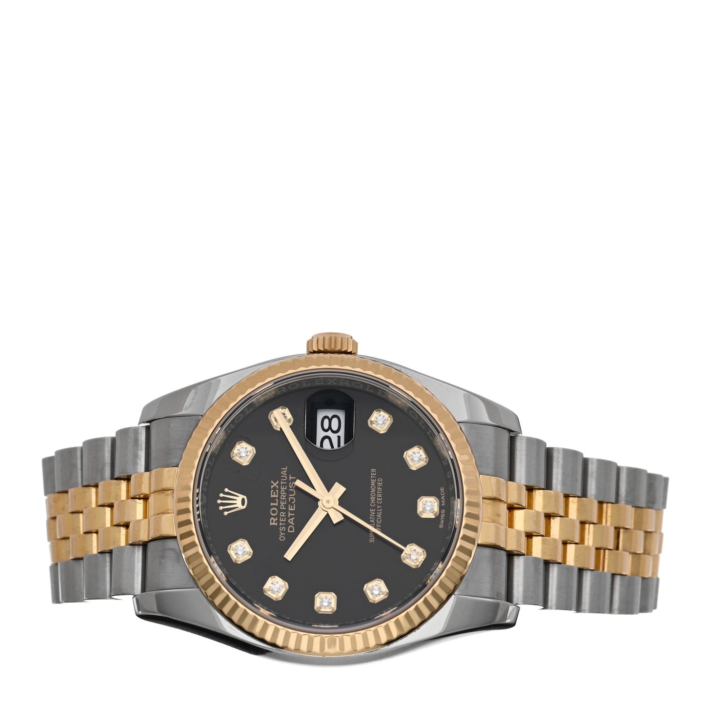 18K Yellow Gold Diamond 36mm Oyster Perpetual Datejust Watch Black