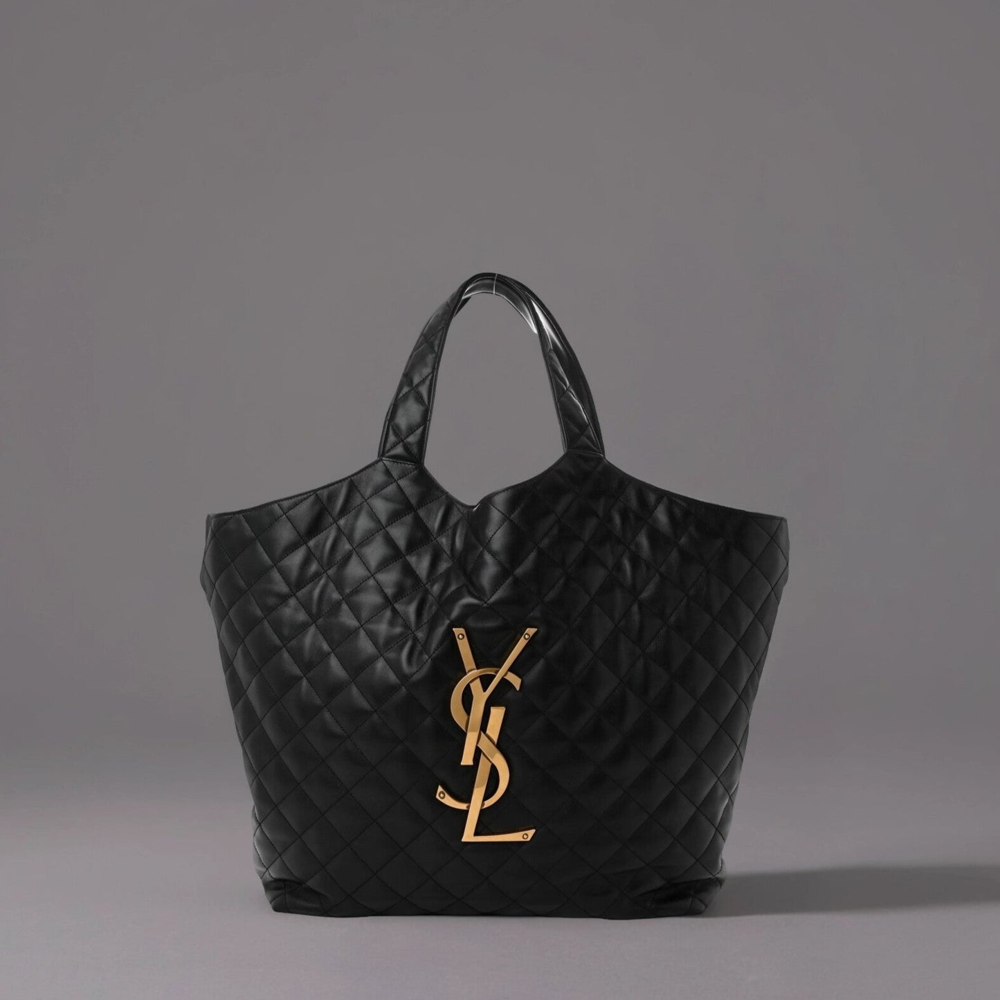 Lambskin Quilted Maxi Icare Shopping Tote Black