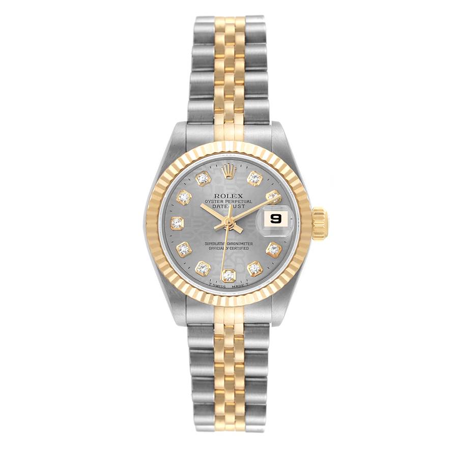 Rolex Datejust 26mm Steel Yellow Gold Slate Diamond Dial Watch