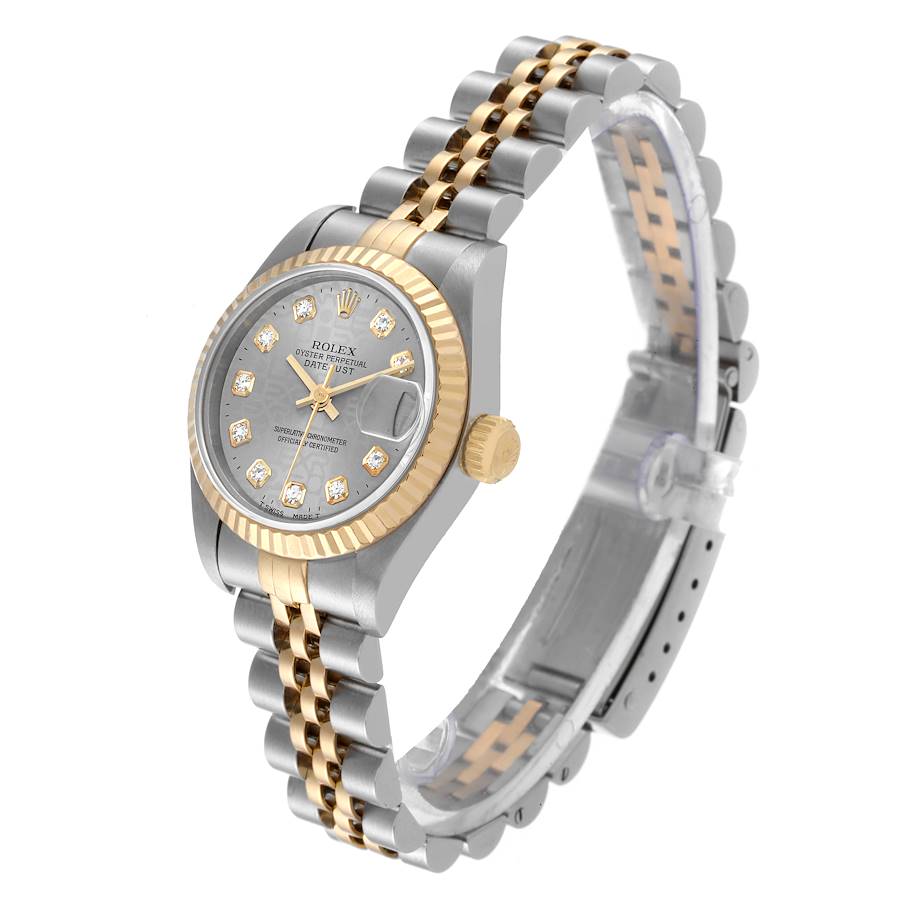 Rolex Datejust 26mm Steel Yellow Gold Slate Diamond Dial Watch