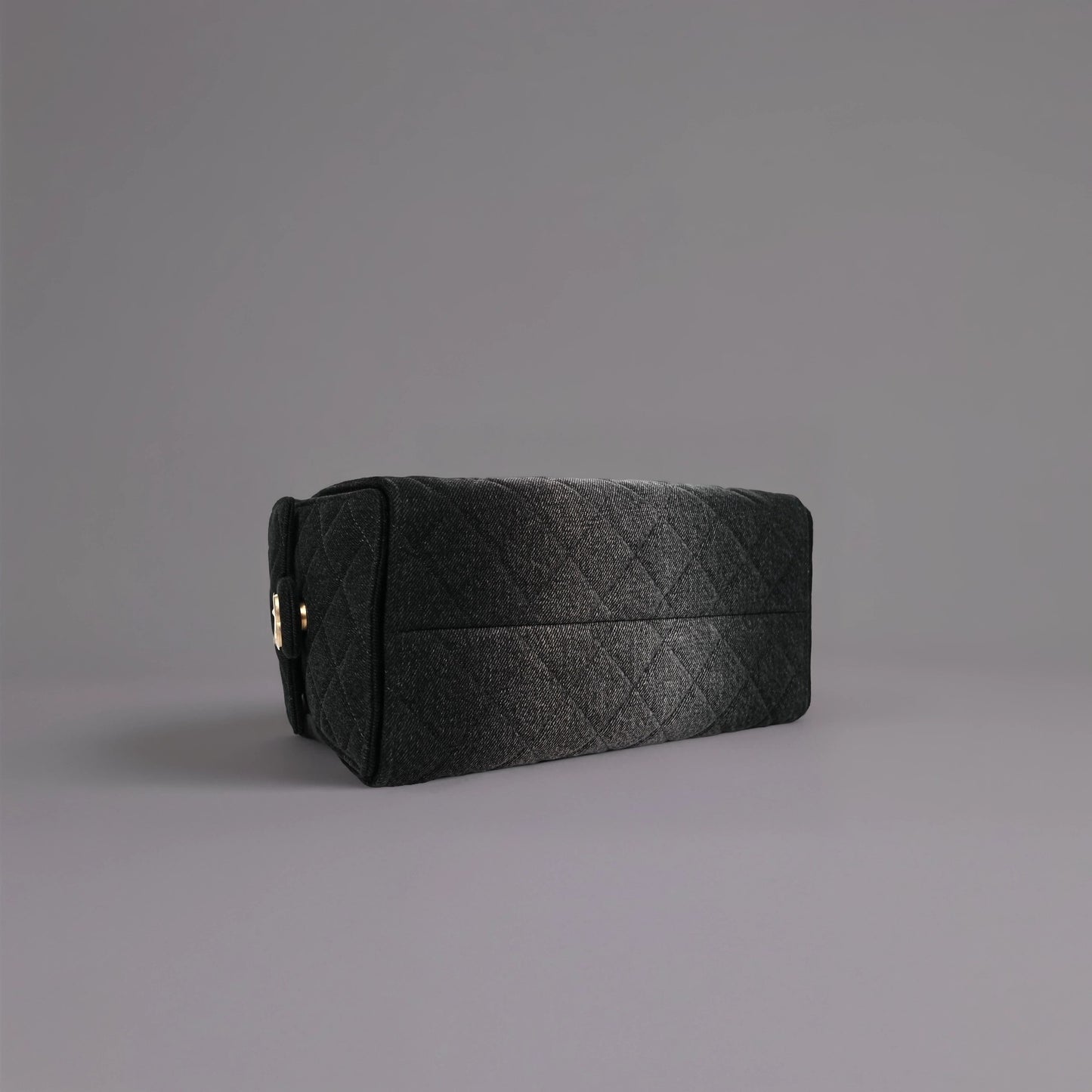 Washed Denim Quilted Small Chanel 25 Handbag Black