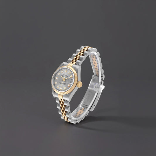 Rolex Datejust 26mm Steel Yellow Gold Slate Diamond Dial Watch