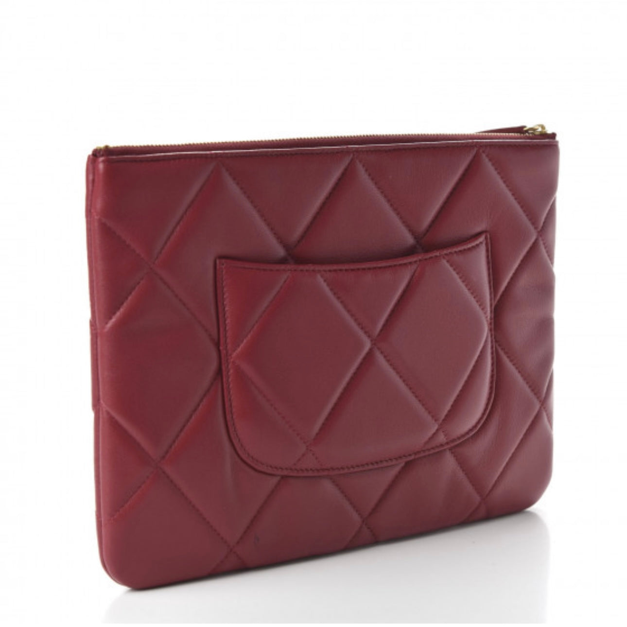 Goatskin Quilted Large Chanel 19 Cosmetic Case Red