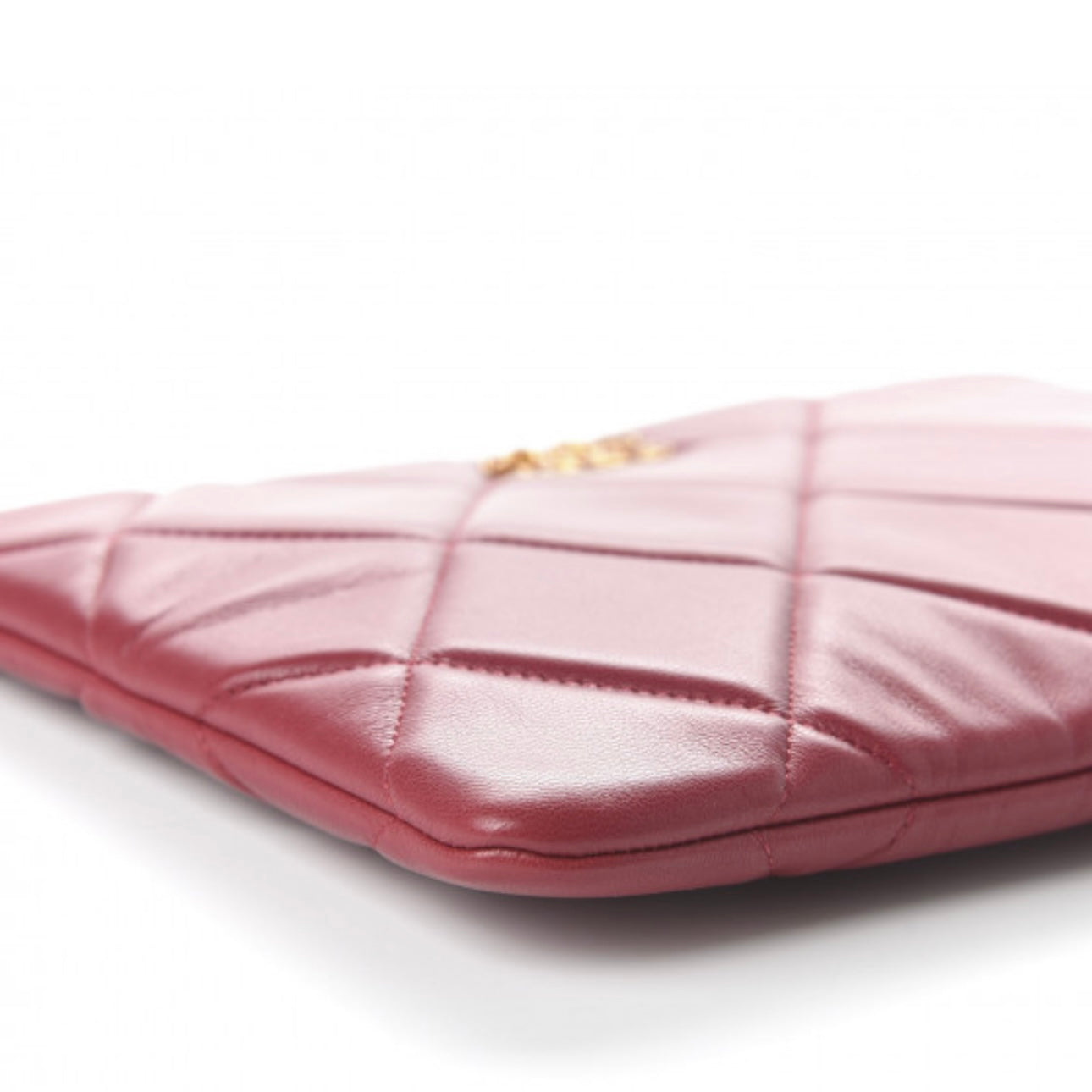 Goatskin Quilted Large Chanel 19 Cosmetic Case Red