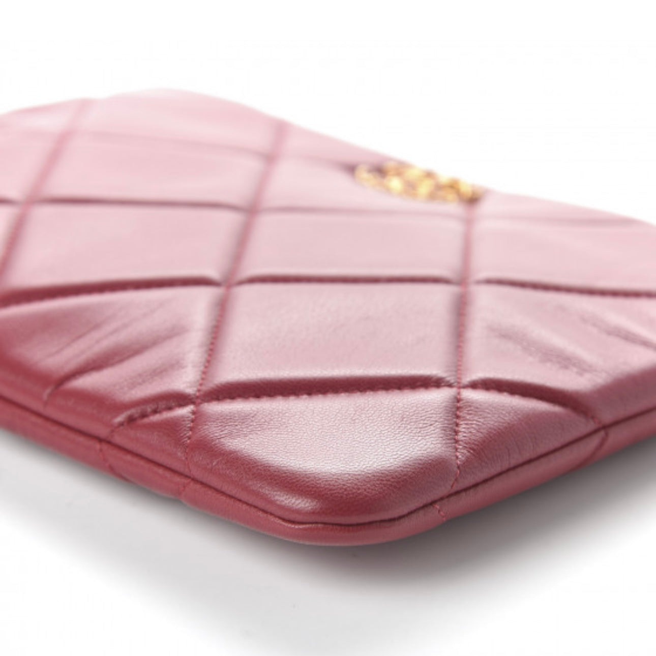 Goatskin Quilted Large Chanel 19 Cosmetic Case Red