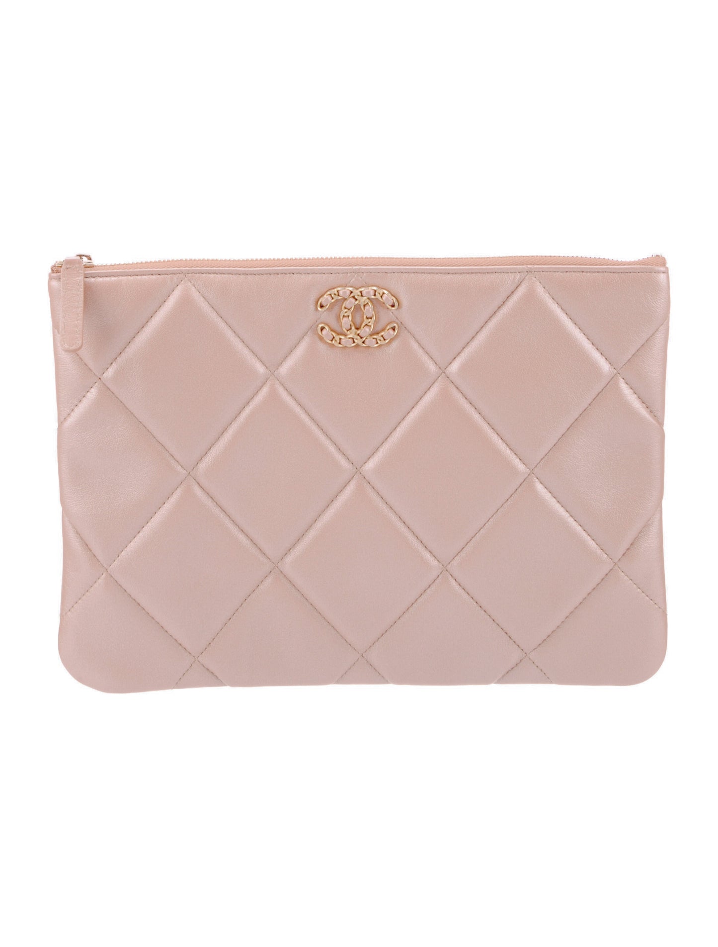 Goatskin Quilted Large Chanel 19 Cosmetic Case Rose