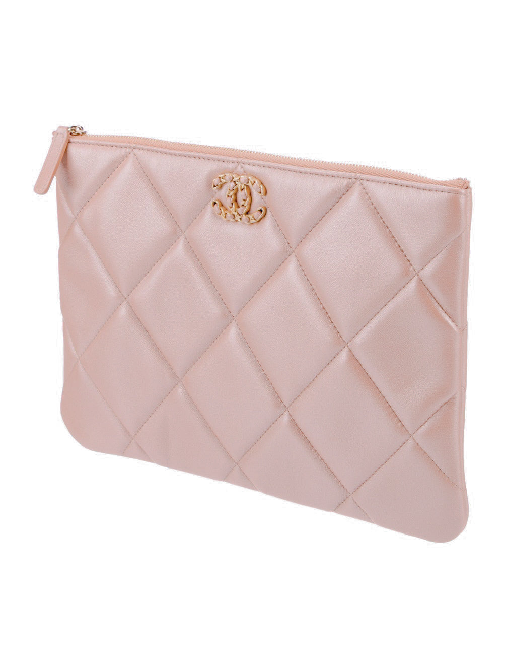Goatskin Quilted Large Chanel 19 Cosmetic Case Rose