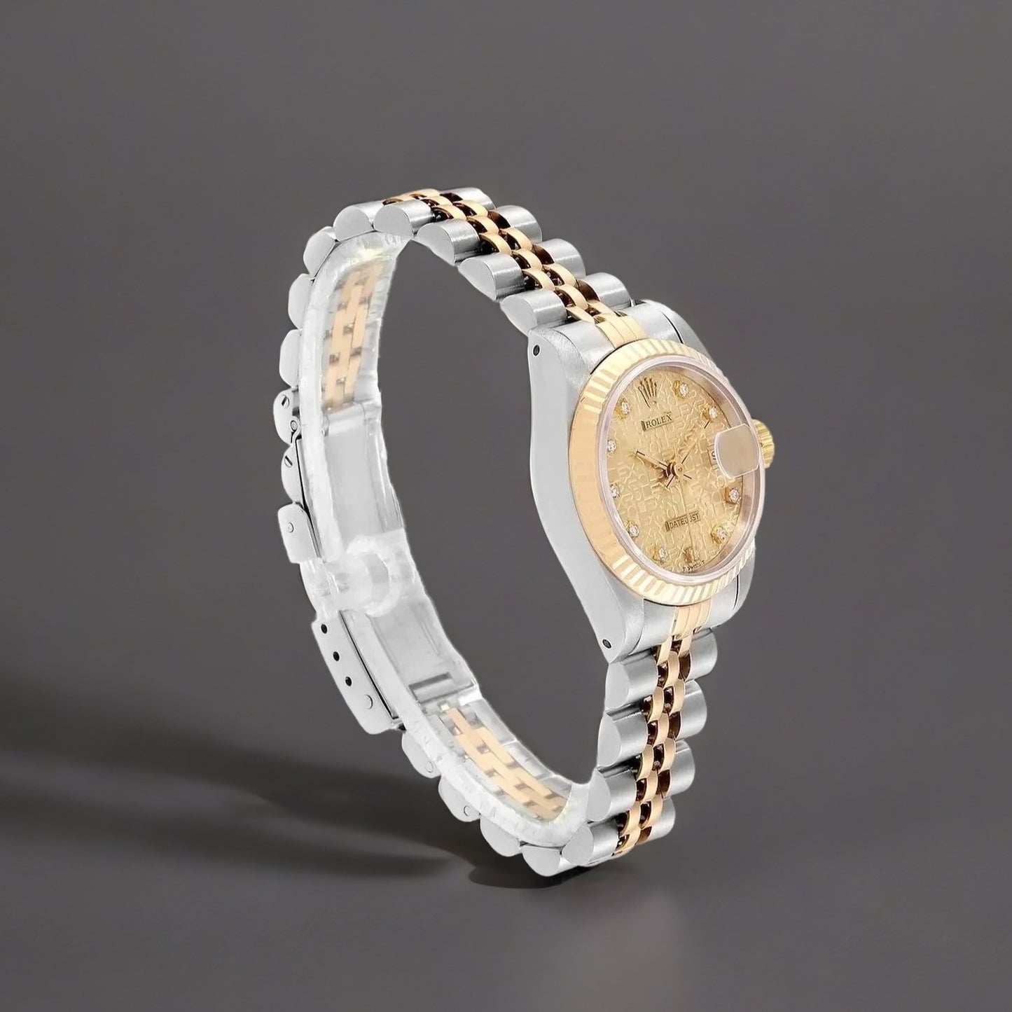 Rolex Datejust 26mm Steel Yellow Gold Diamond Dial Watch